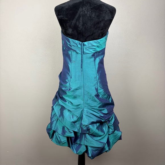 Impression Bridal Prom Dress Size 10 Teal Iridescent Taffeta Y2K Formal Sorority - Picture 4 of 16
